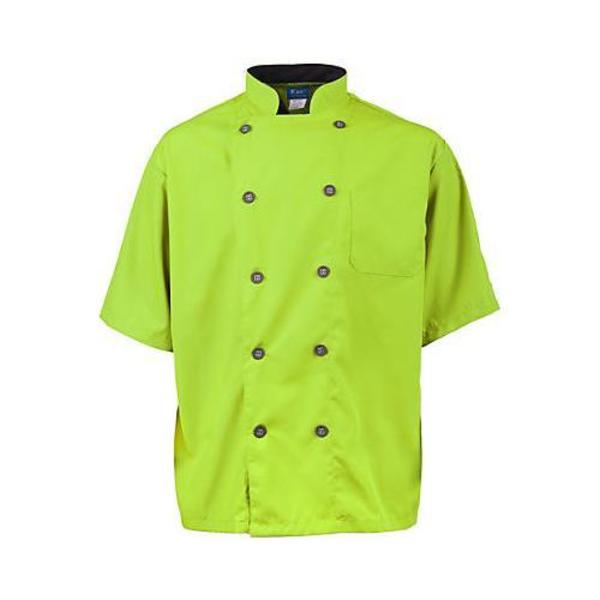 Kng Large Men's Active Lime Green Short Sleeve Chef Coat 2124LMSLL